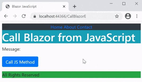 Instance Blazor Method Call from JavaScript