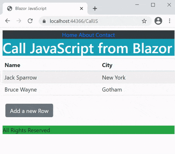Blazor JS Interop InvokeAsync DOM with JavaScript