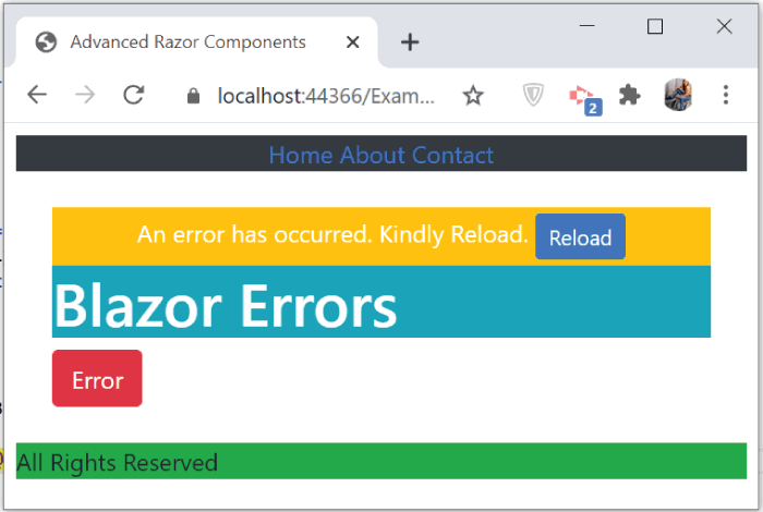 blazor Application Errors