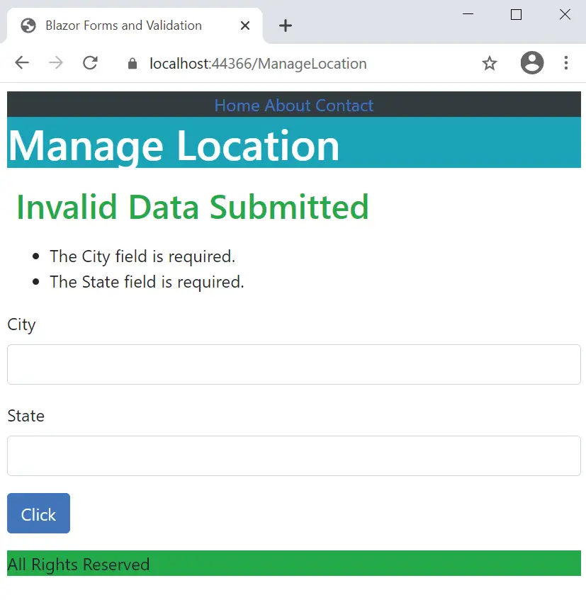 Blazor Form Validation error messages