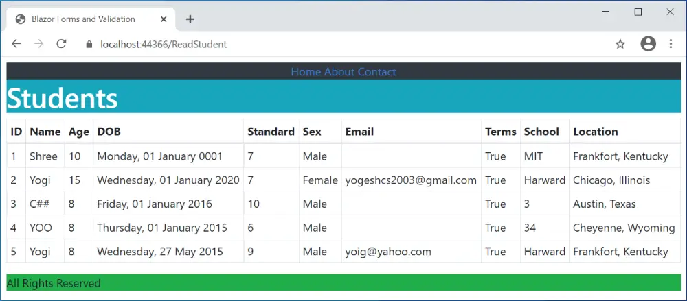 Read records Blazor Read records Blazor