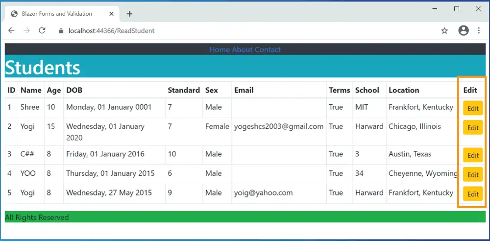 Blazor CRUD Edit Column Blazor CRUD Edit Column