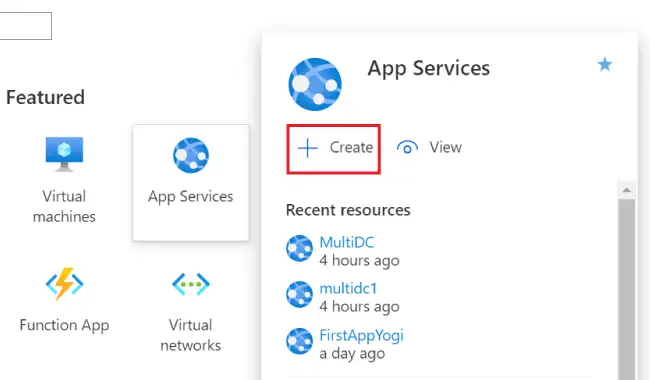 create app service azure