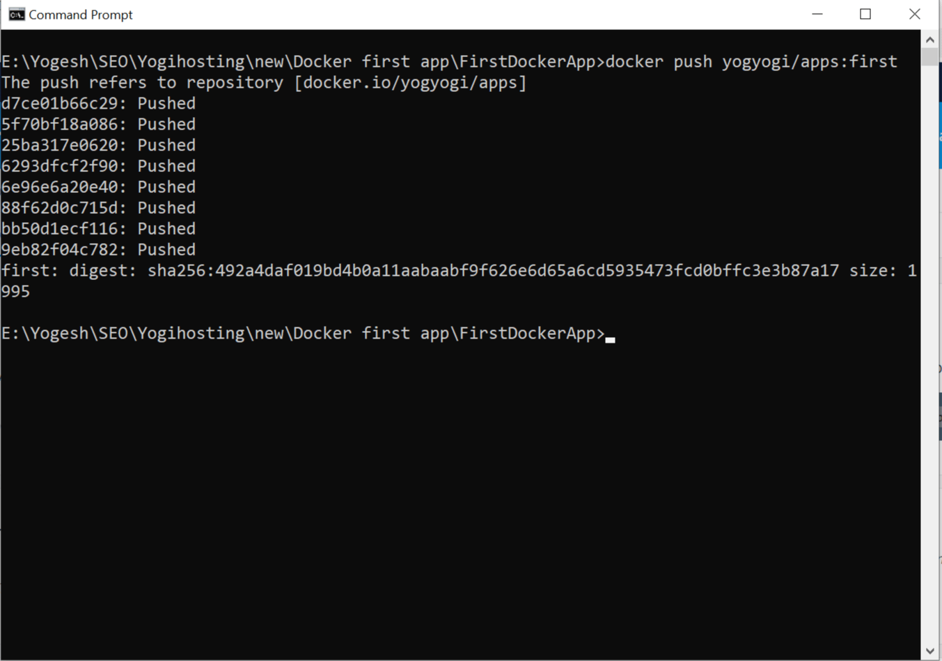 asp.net core docker push command