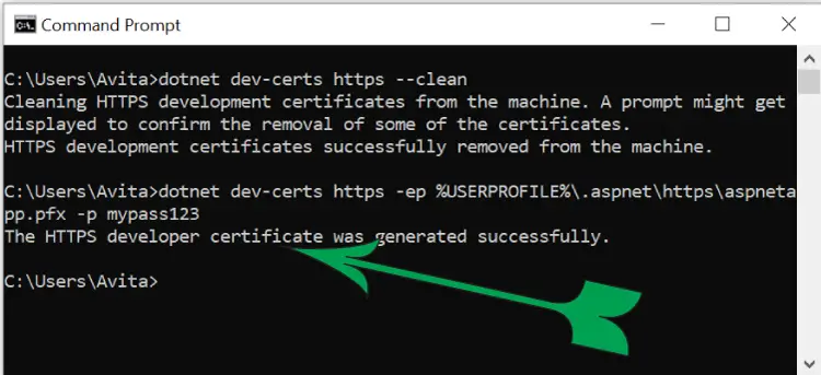 dotnet dev-certs create ssl