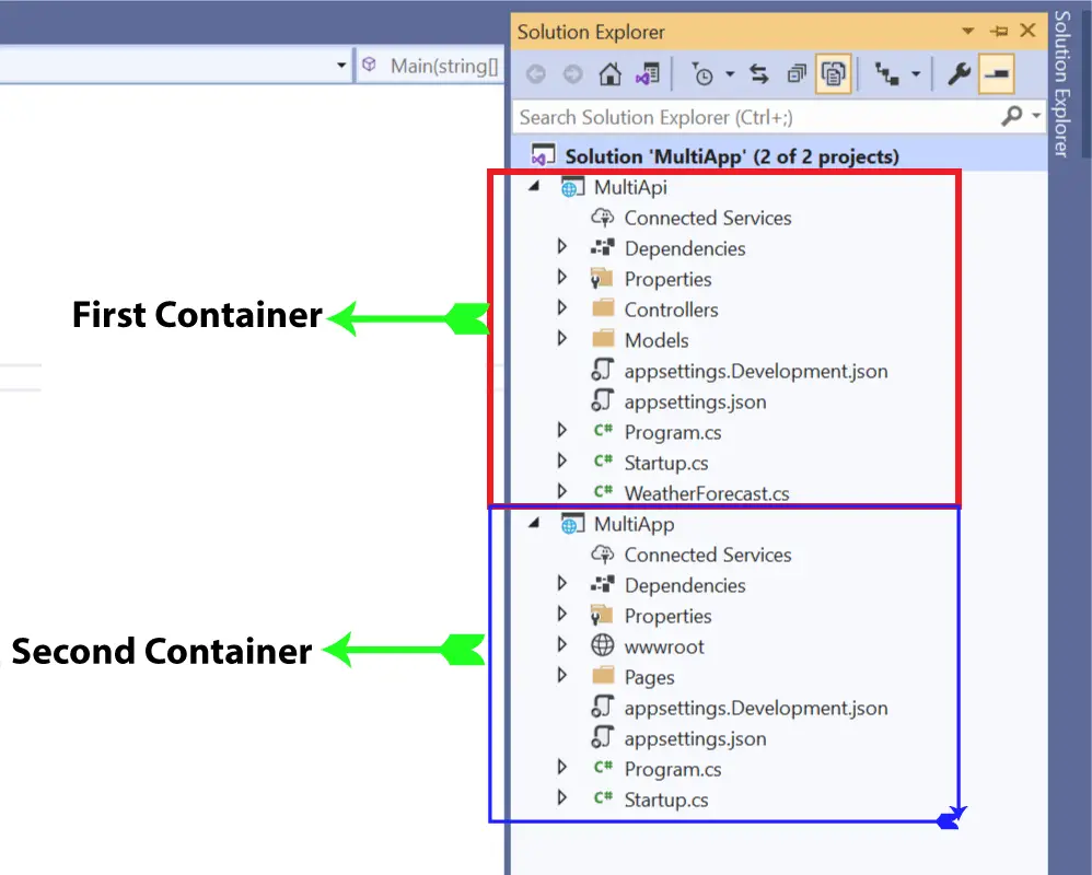 multi container asp.net core