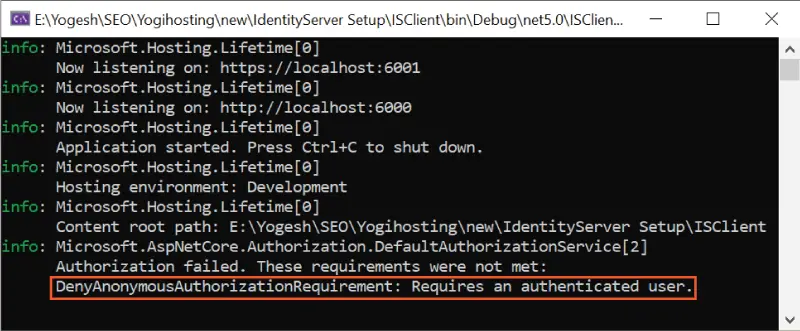 DenyAnonymousAuthorizationRequirement IdentityServer