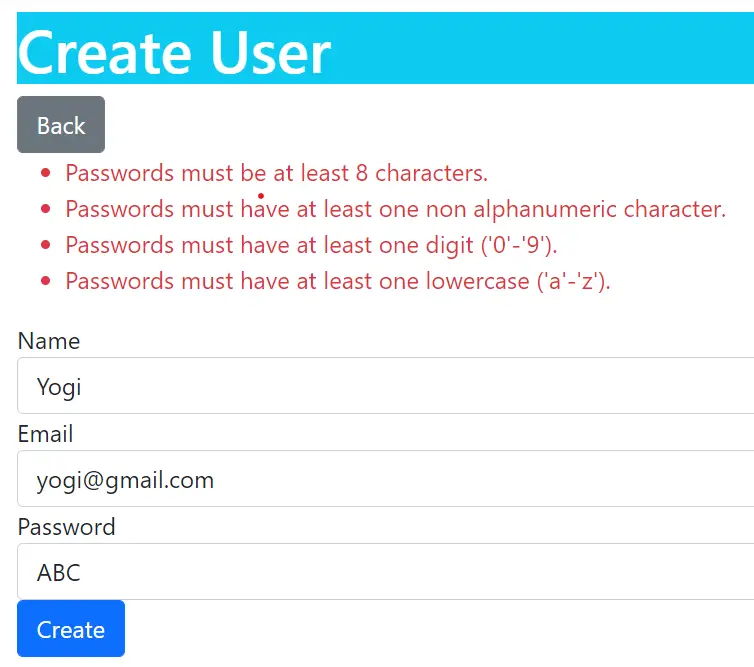 Password Policy Identity