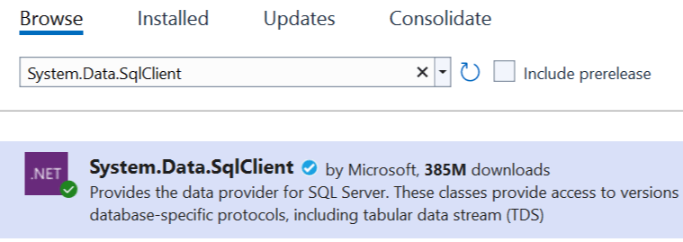 system.data.sqlclient package