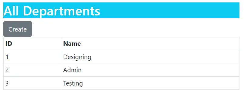 entity framework core read department records