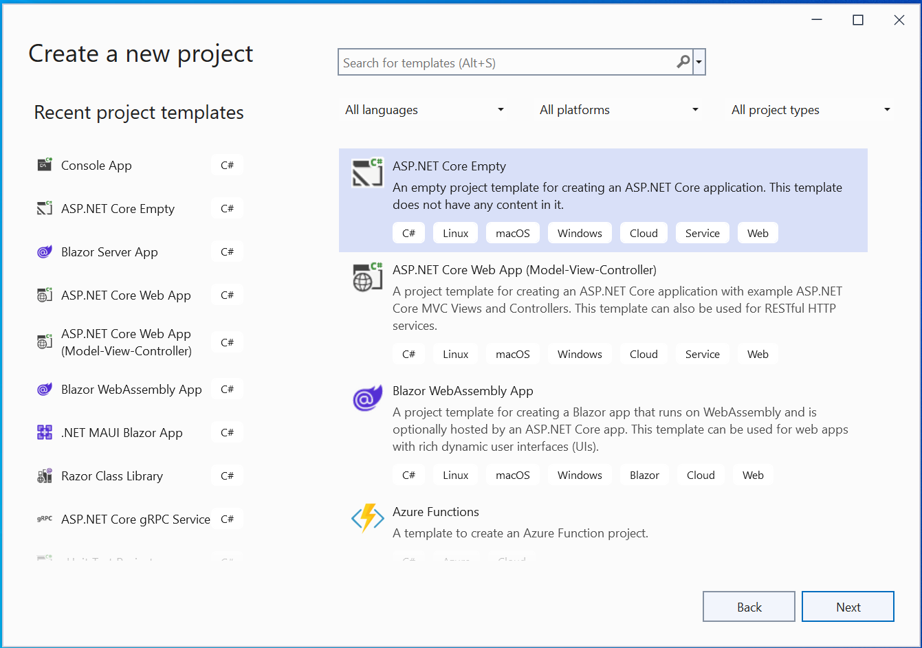 ASP.NET Core Empty Template