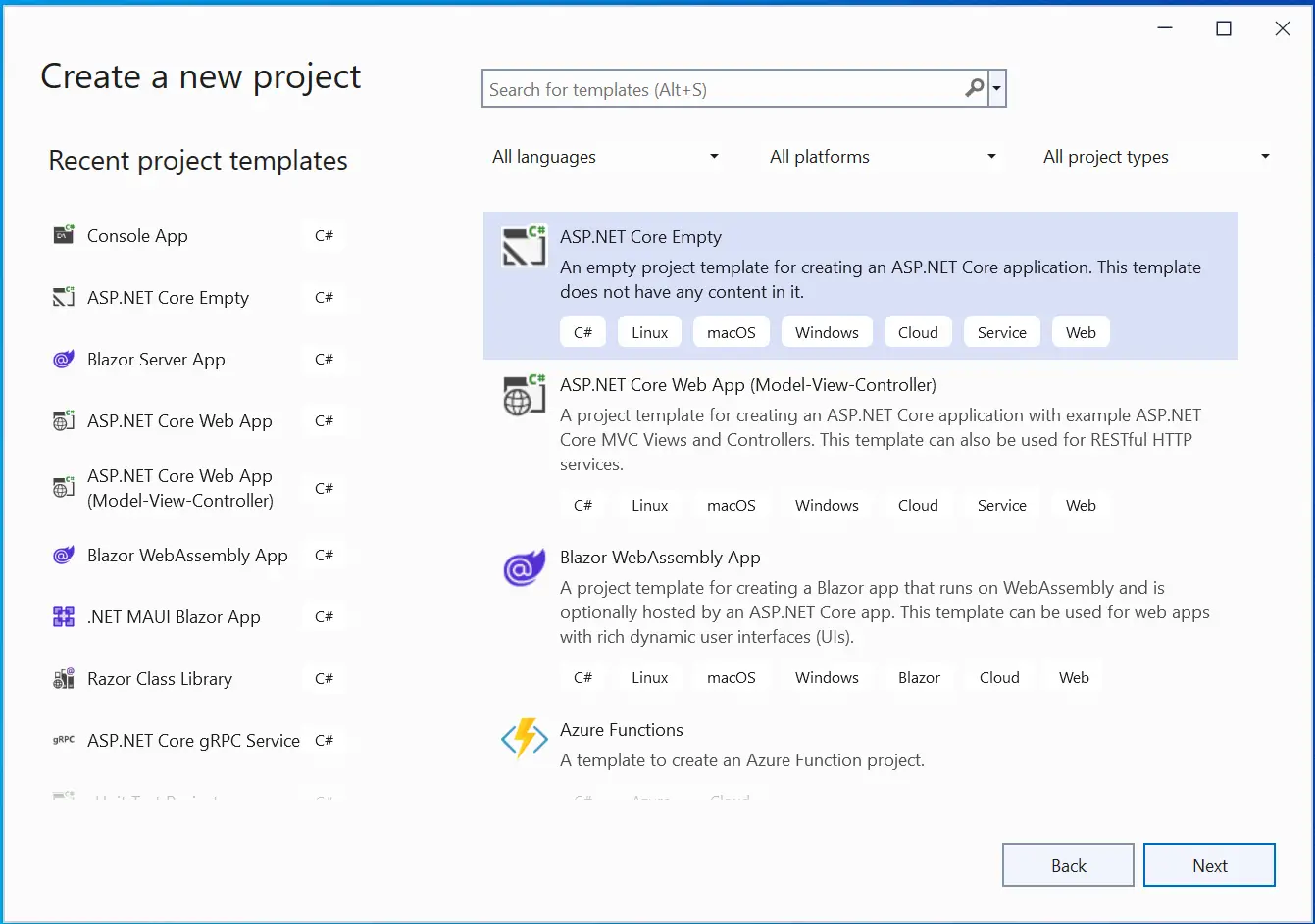 ASP.NET Core Empty Template