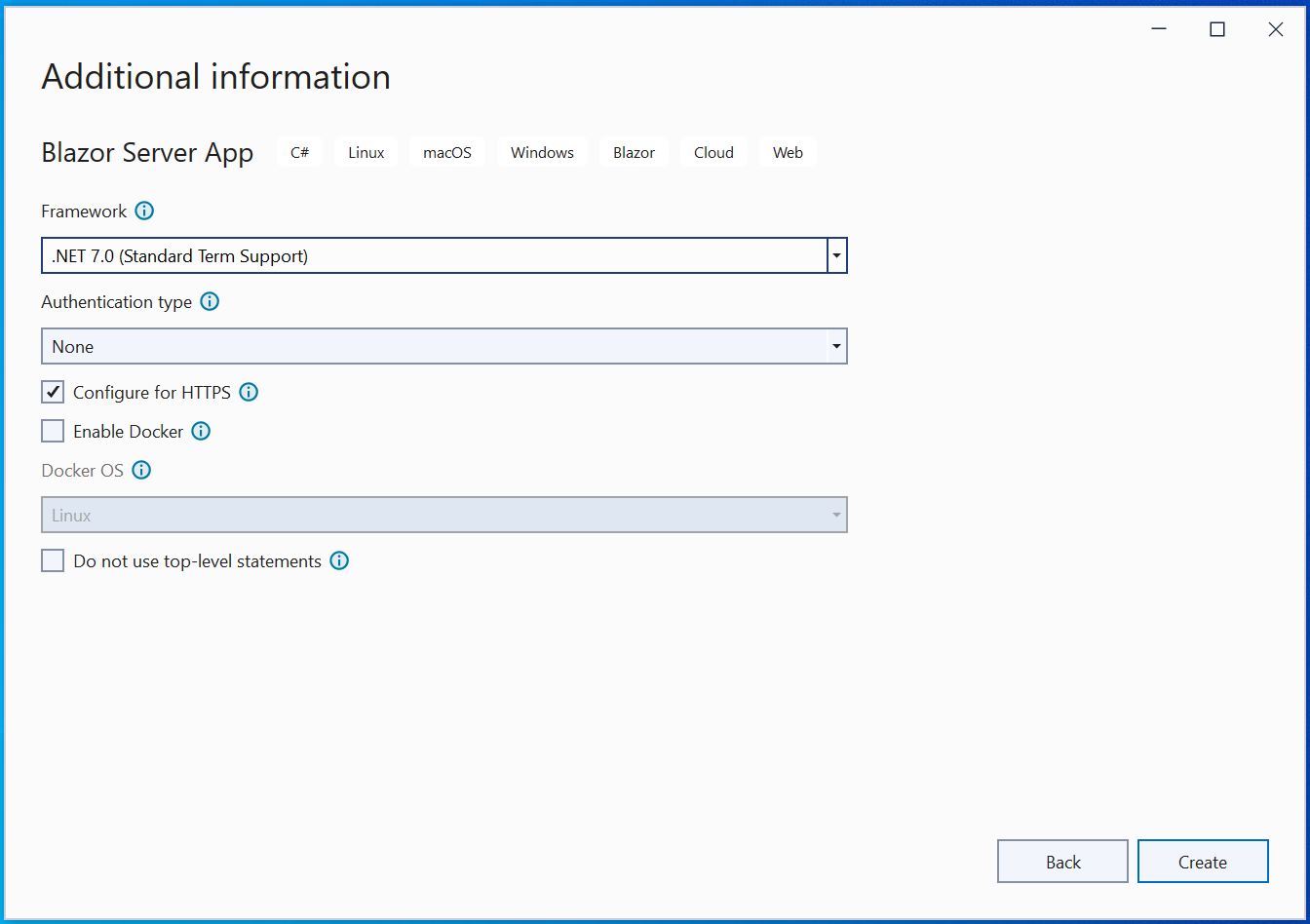 Blazor Server App DOT NET 7.0