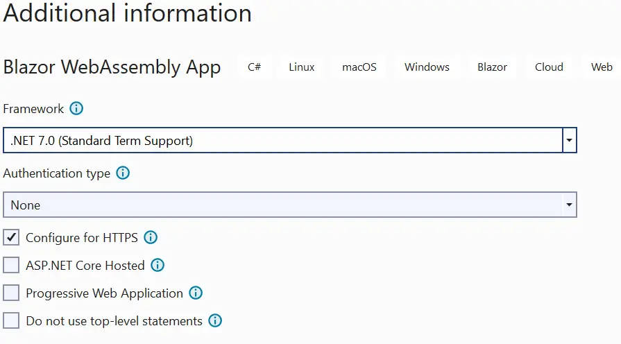 Blazor WebAssembly App .NET 7.0