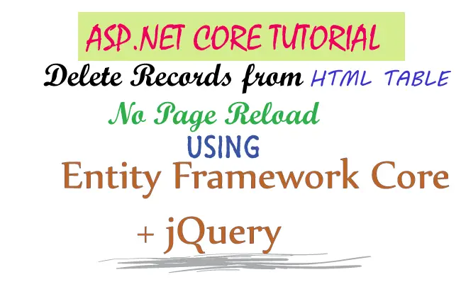 ASP.NET Core + Entity Framework Core + jQuery to Delete Records without Page Reload