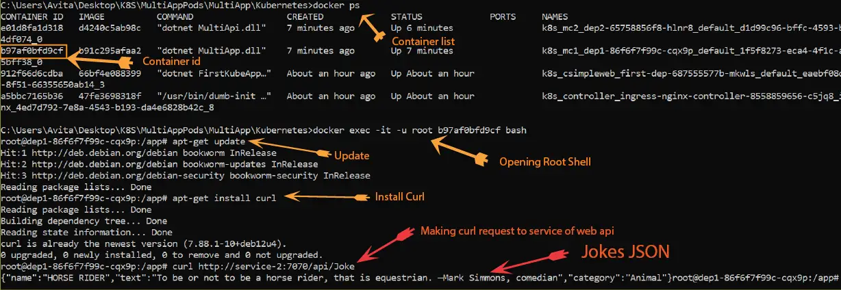 Curl in Kubernetes pods