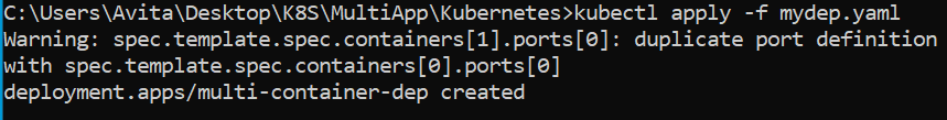 multi container deployment created