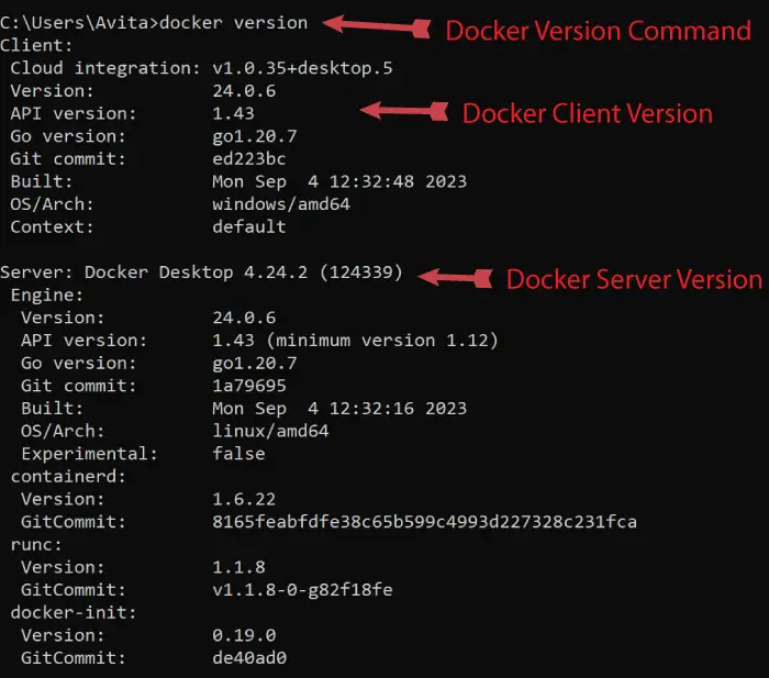 docker version command