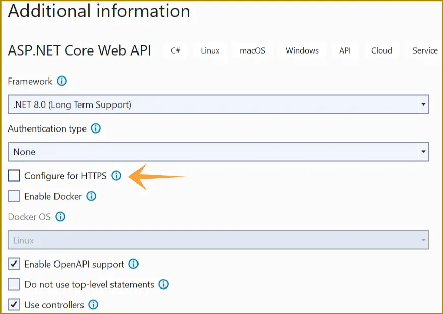 visual studio configure for https