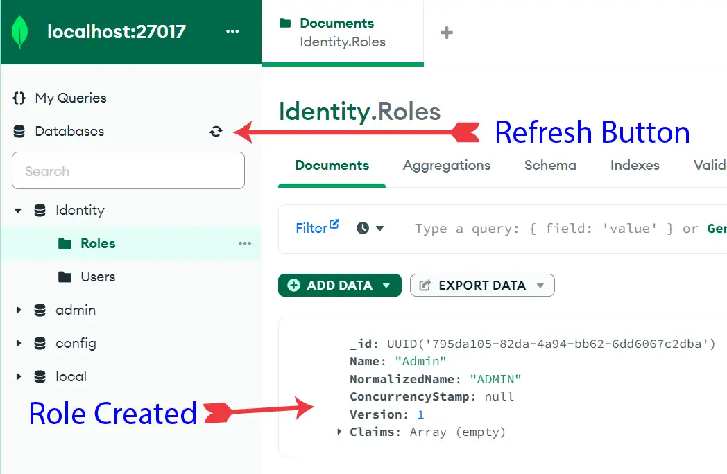 Identity Roles MongoDB