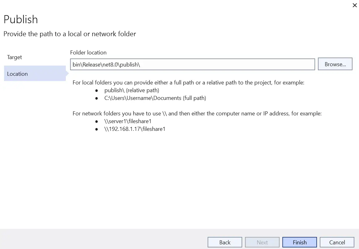 .NET Publish Folder