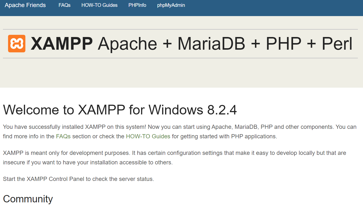 XAMPP Welcome Page