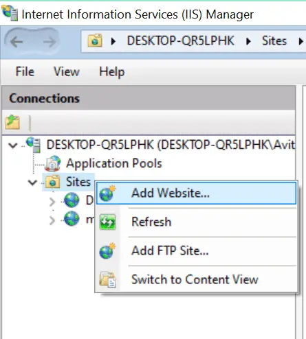 Adding new Website to IIS