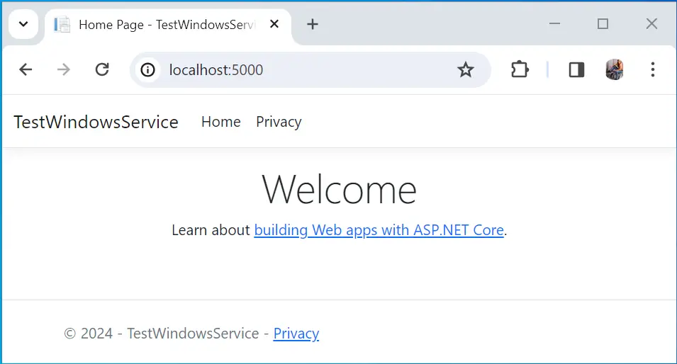 ASP.NET Core app running on windows service
