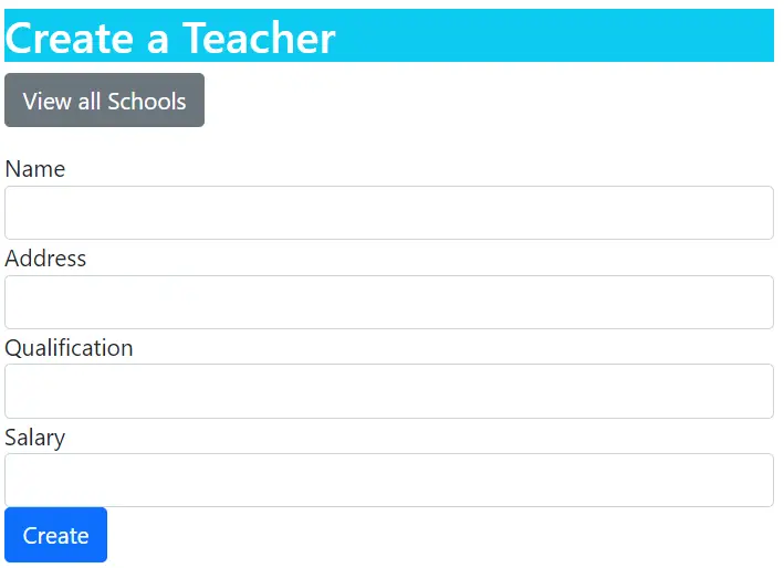 Create Teacher Screen