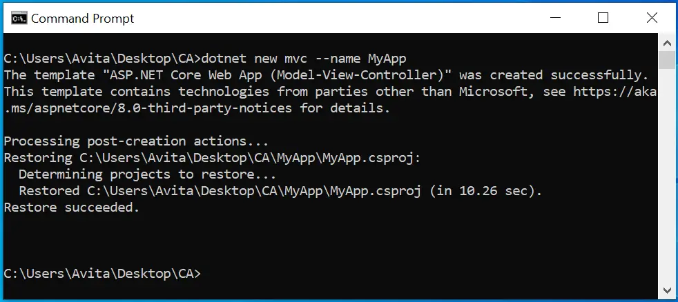 .NET Create MVC Command