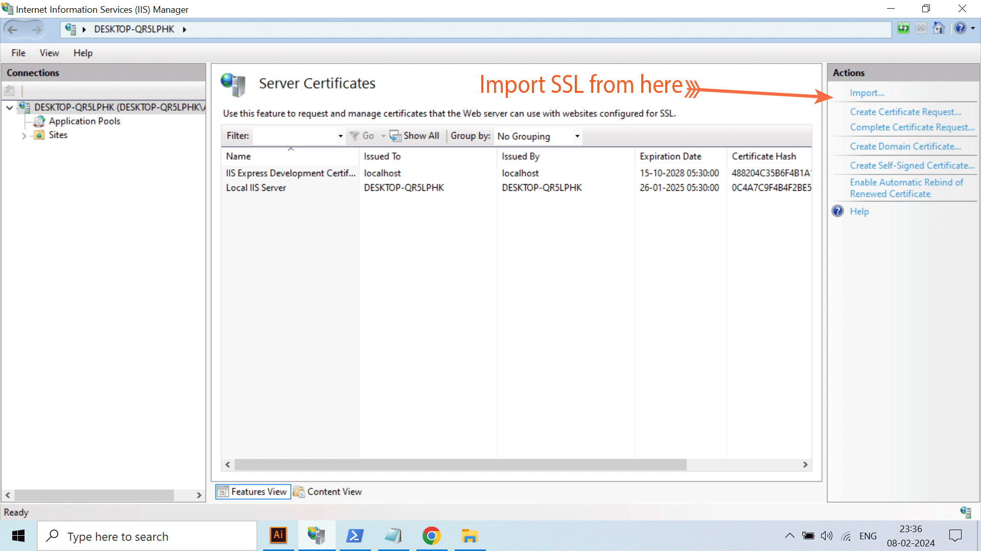 Import SSL IIS