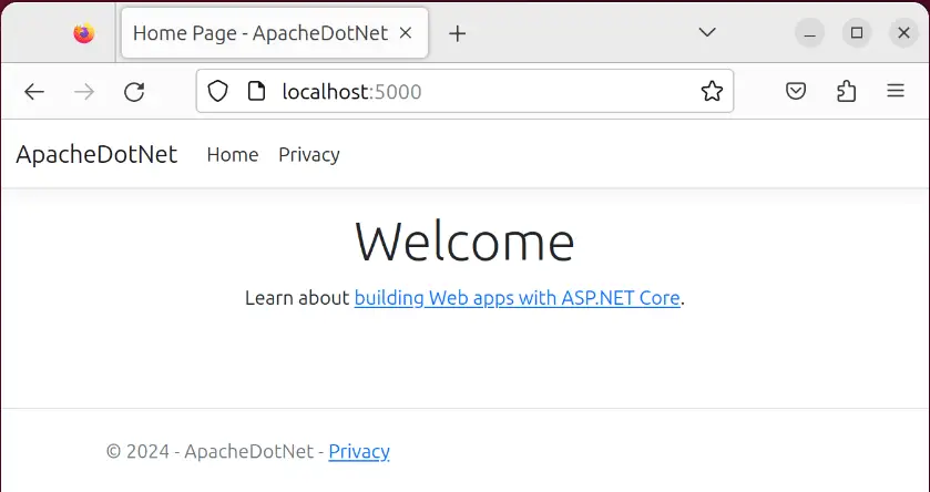 apache dotnet app browser
