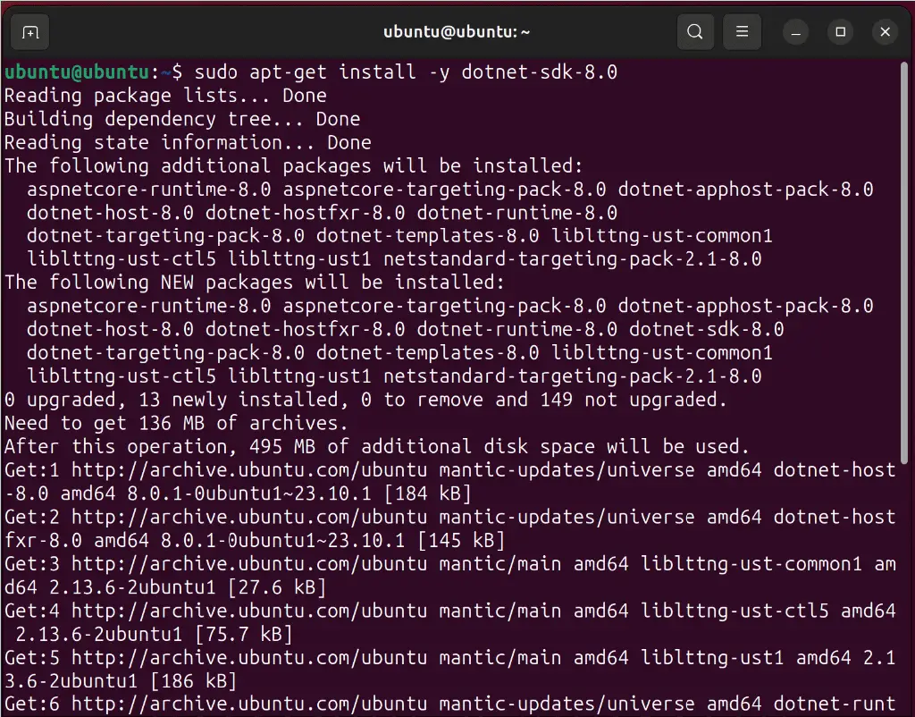 Install DotNet Ubuntu