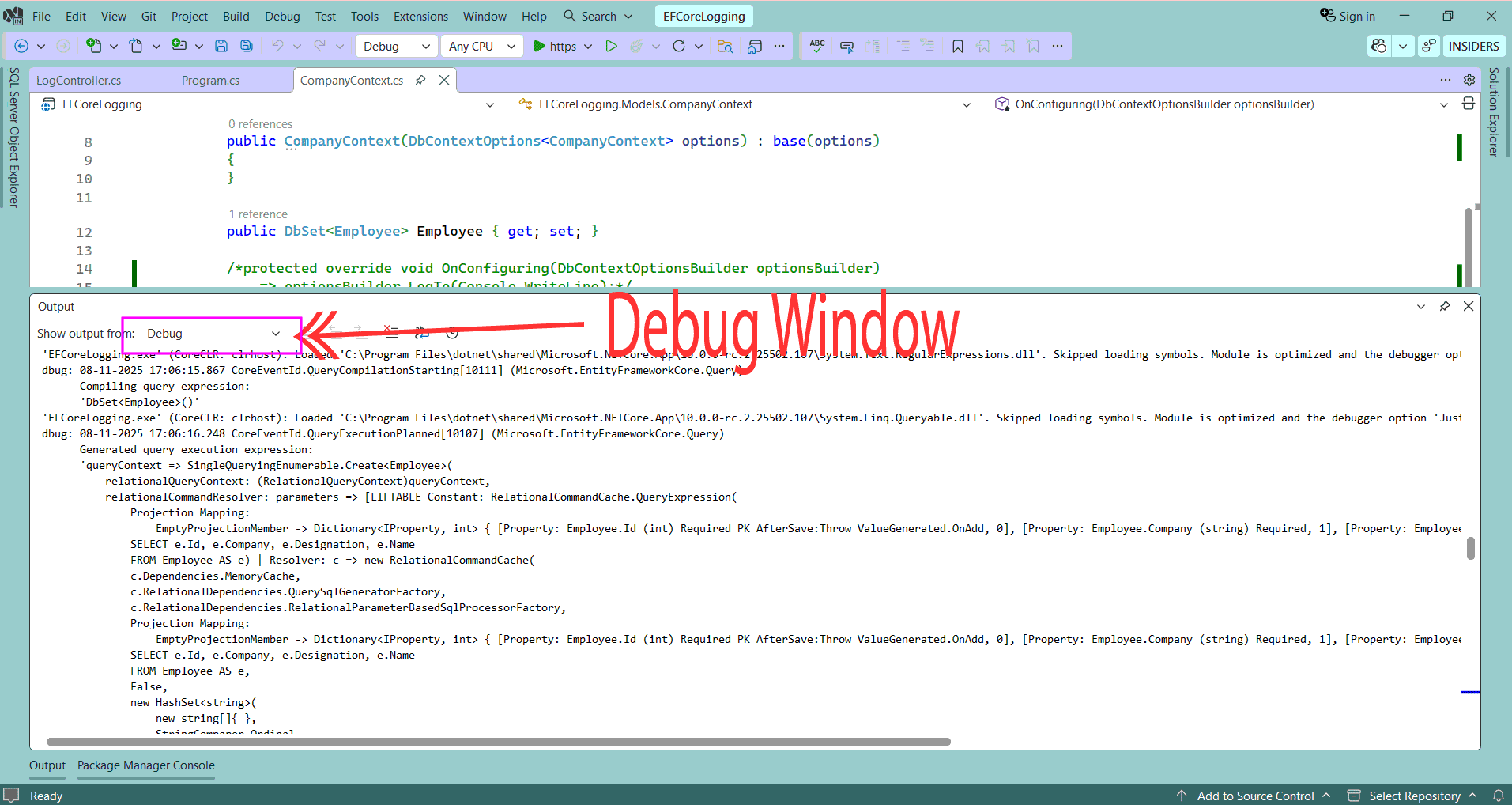 Simple Logging Debug Window
