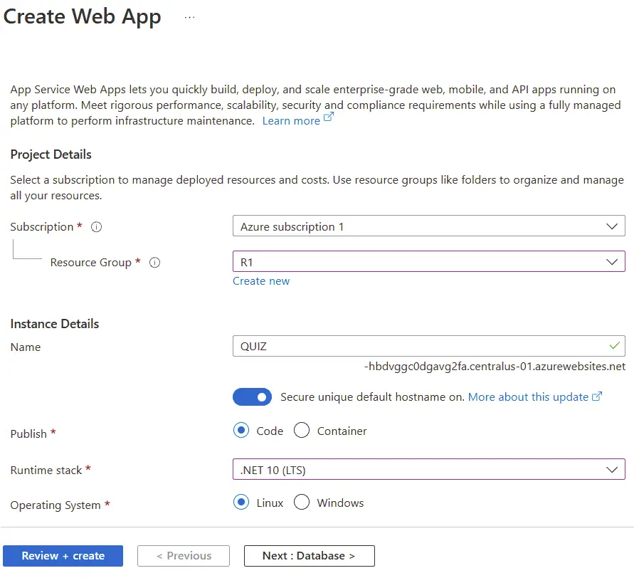 Azure App Service .NET