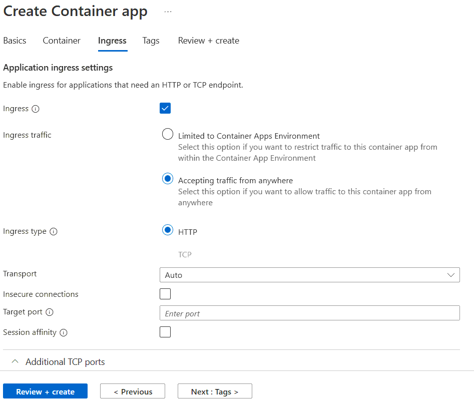 Azure Container Apps Ingress
