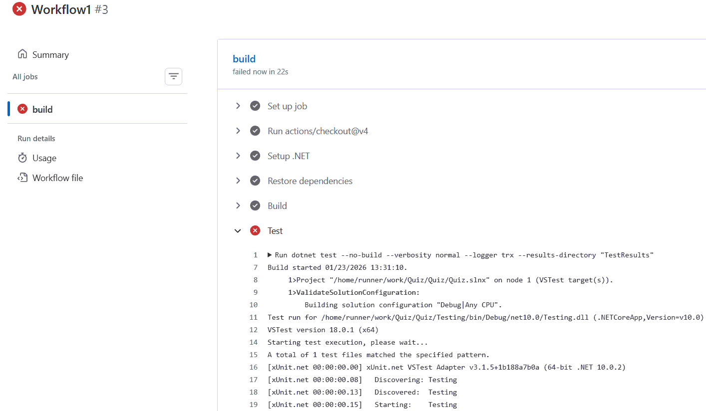 GitHub Workflow Build Error