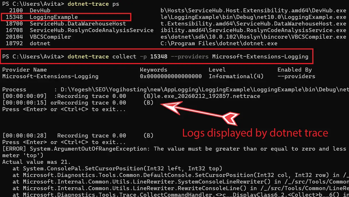 Dotnet Trace Logs Dotnet Trace Logs