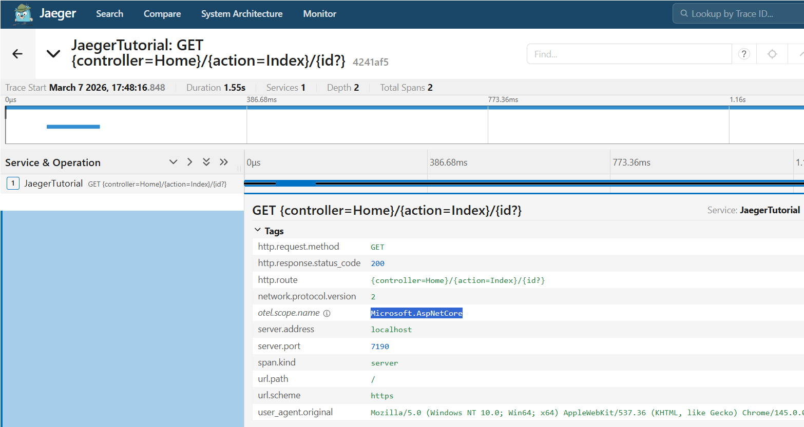 Jaeger Home Page Traces