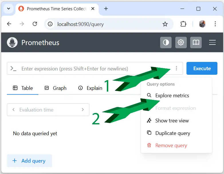 Prometheus Explore Metrics