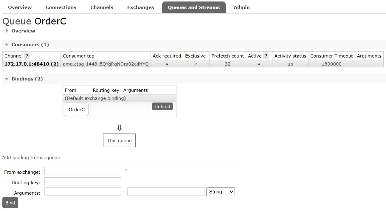RabbitMQ Consumer Binding