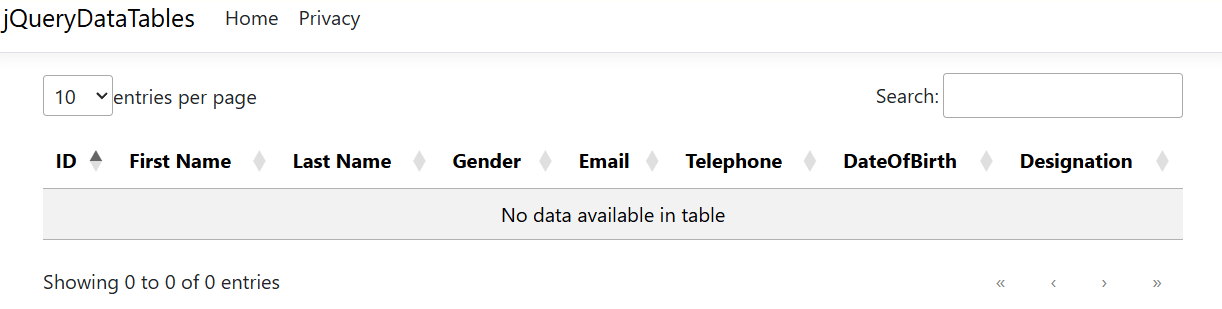 jQuery DataTables Empty jQuery DataTables Empty