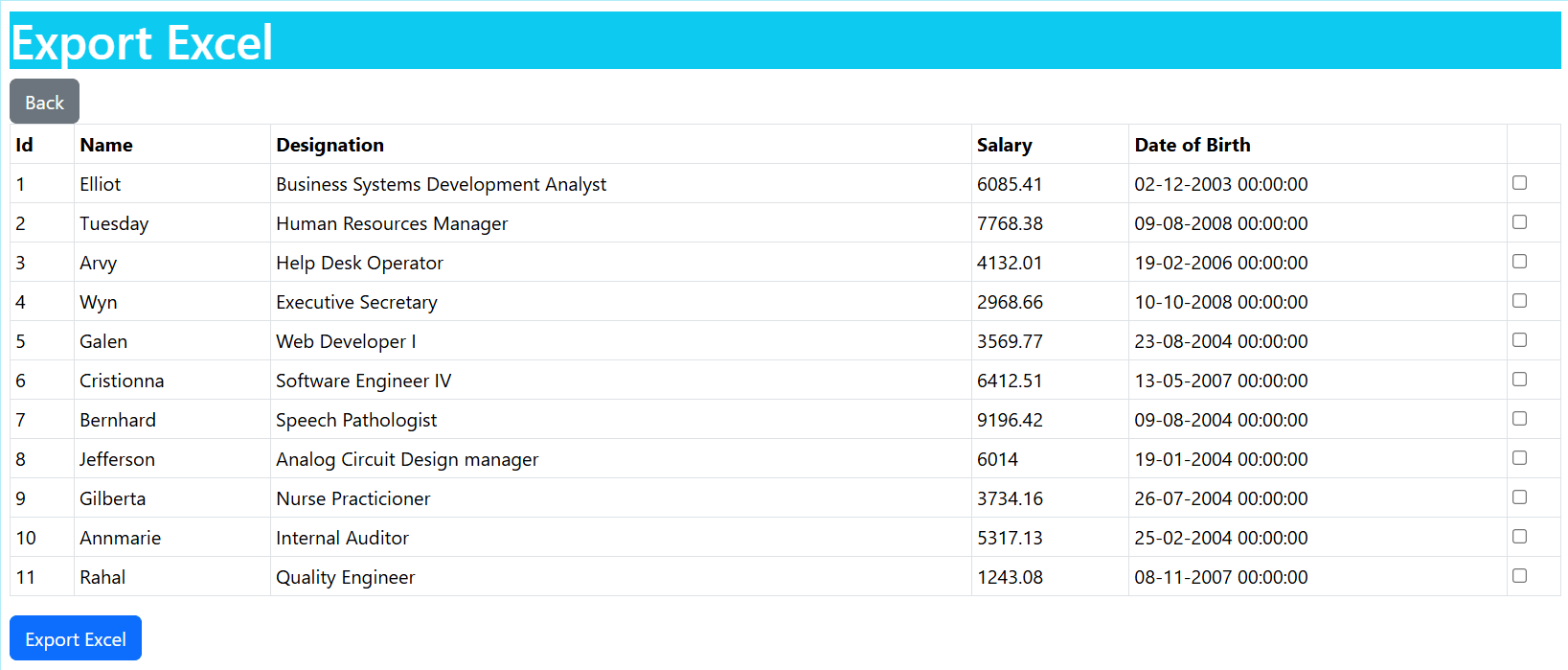 Export Excel ASP.NET Core Export Excel ASP.NET Core