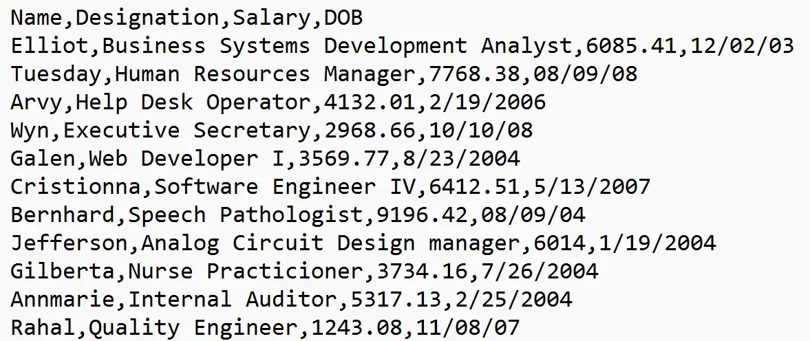 CSV File CSV File