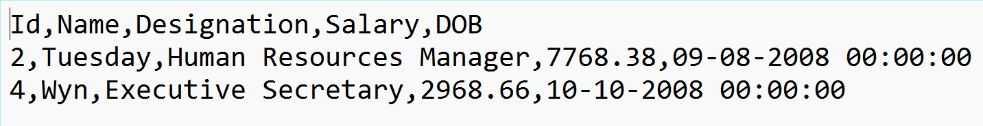 Generated CSV ASP.NET Core Generated CSV ASP.NET Core