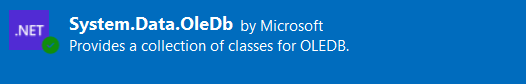 System.Data.OleDb Package Install from NuGet System.Data.OleDb