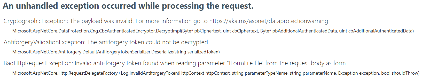 Antiforgery Validation Exception Antiforgery Validation Exception