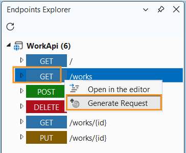 Generate Request Endpoints Explorer